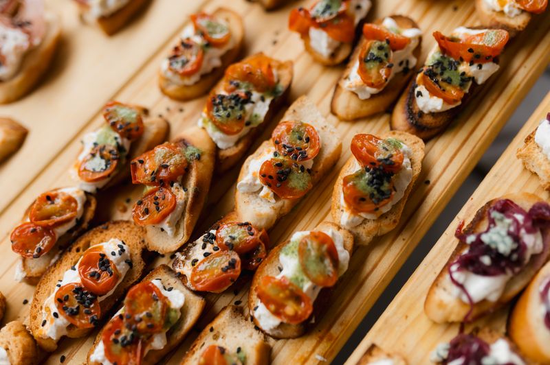 Bruschetta Trio appetizer with tomato and basil